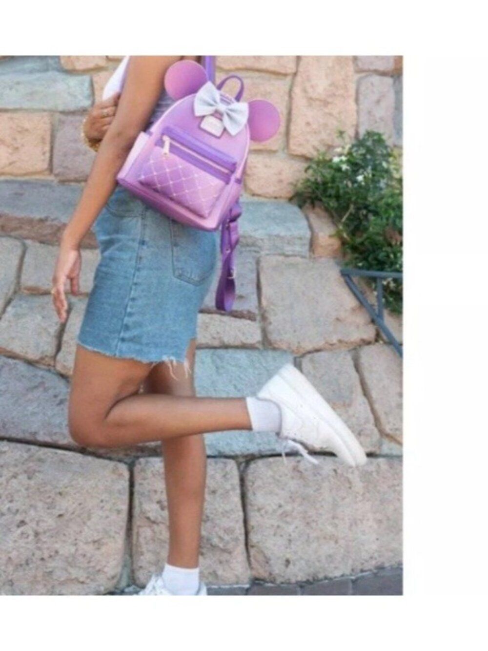 Loungefly Disney Minnie Mouse Purple Quilted Mini Backpack Lavendar Haze Bow NWT - Picture 6 of 7